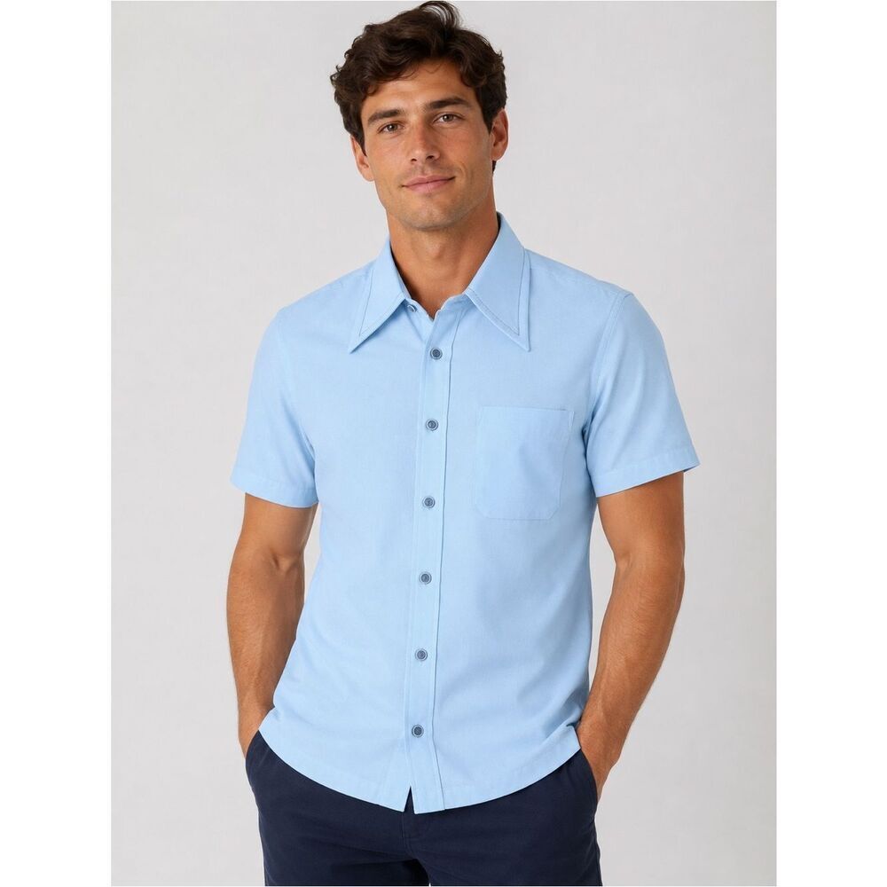Mervyn's Men’s Light Blue Button-Down Short Sleeve Dress Shirt 14.5" NWT